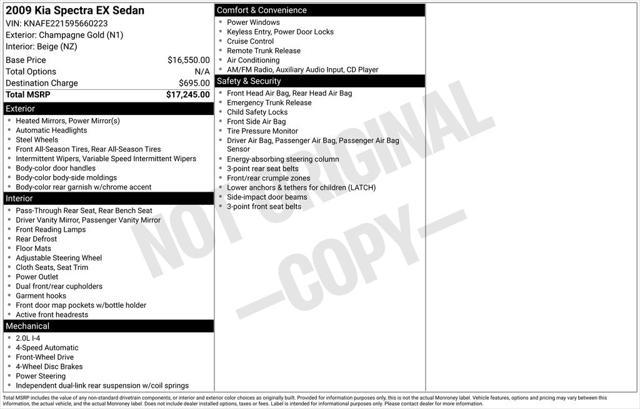 2009 Kia Spectra EX