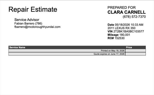 2011 Lexus RX 350 350
