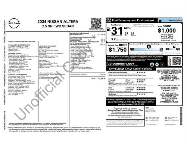 2024 Nissan Altima SR FWD