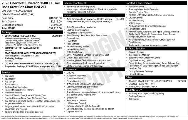 2020 Chevrolet Silverado 1500 4WD Crew Cab Short Bed LT Trail Boss