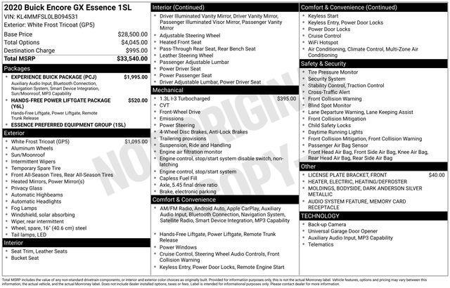 2020 Buick Encore GX FWD Essence