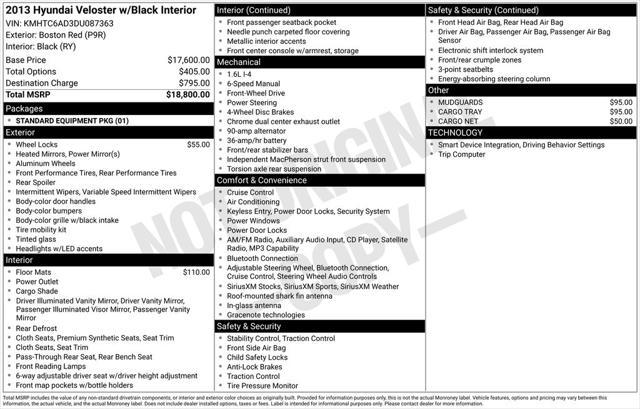 2013 Hyundai Veloster Base w/Black