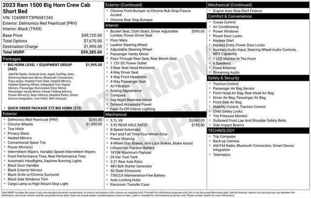 2023 Ram 1500 Big Horn Crew Cab 4x4 5'7" Box