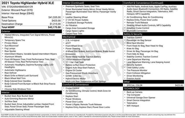 2021 Toyota Highlander Hybrid XLE