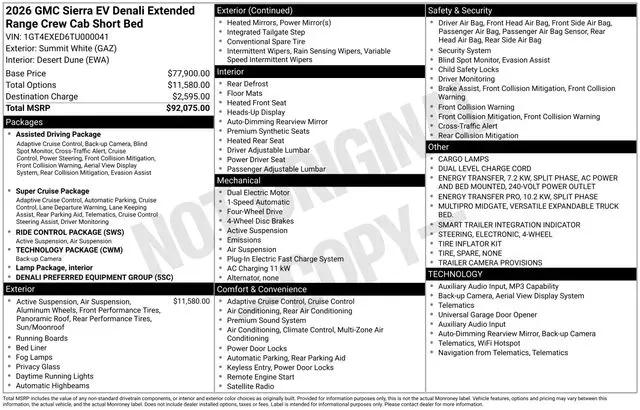 2026 GMC Sierra Extended Range Denali