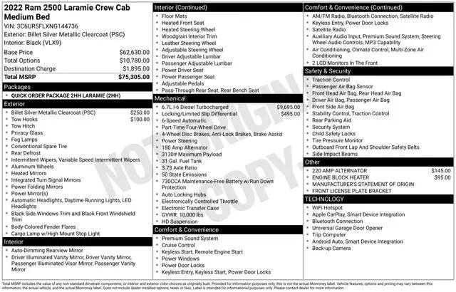 2022 Ram 2500 Laramie Crew Cab 4x4 6'4" Box