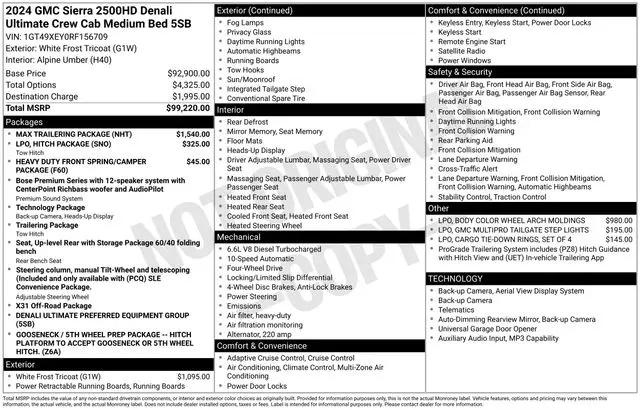 2024 GMC Sierra 2500HD 4WD Crew Cab Standard Bed Denali Ultimate