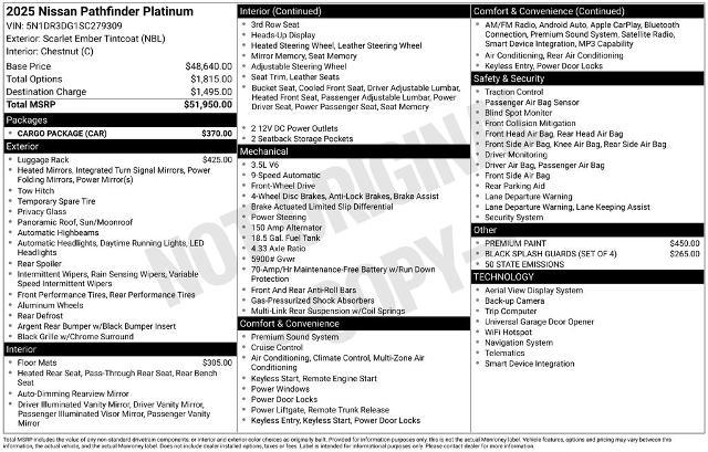 2025 Nissan Pathfinder Platinum FWD