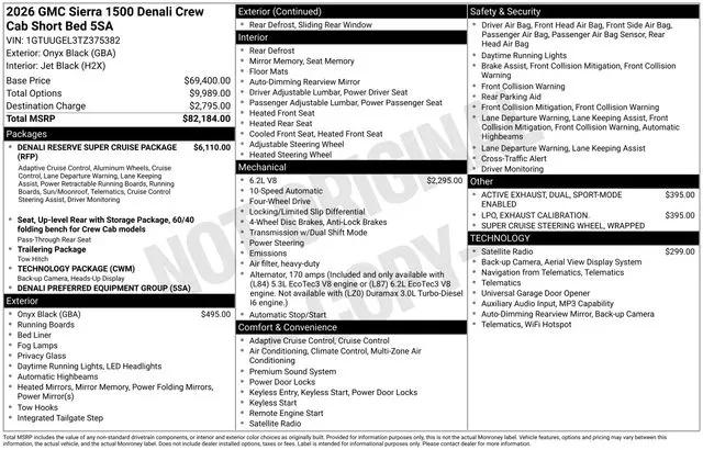 2026 GMC Sierra 1500 Crew Cab, Short Bed, Denali, 4WD