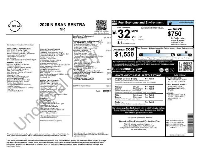 2026 Nissan Sentra SR