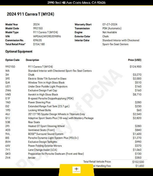 2024 Porsche 911 Carrera for sale in Costa Mesa, CA
