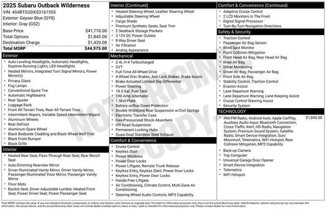 2025 Subaru Outback Wilderness