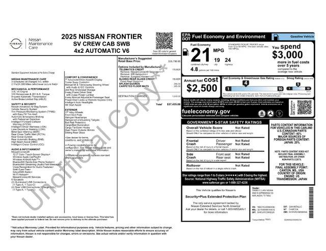 2025 Nissan Frontier Crew Cab SV 4x2