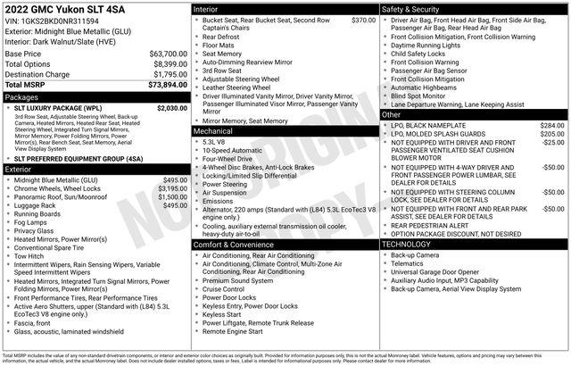2022 GMC Yukon 4WD SLT