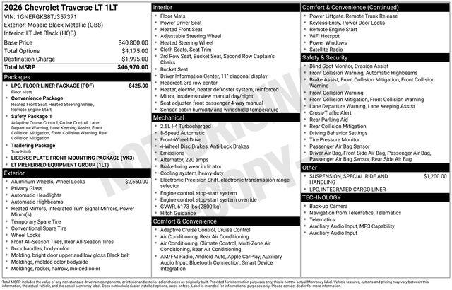 2026 Chevrolet Traverse FWD LT