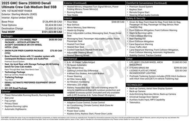 2025 GMC Sierra 2500HD Crew Cab, Standard Bed, Denali Ultimate, 4WD