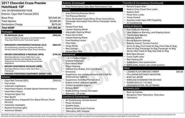 2017 Chevrolet Cruze Premier Auto