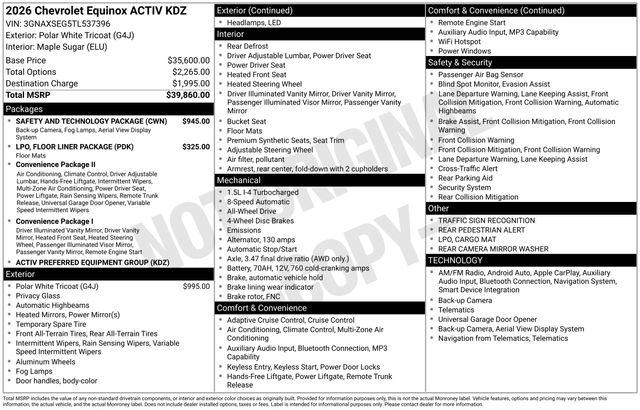 2026 Chevrolet Equinox AWD ACTIV