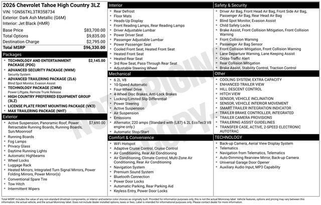 2026 Chevrolet Tahoe 4WD High Country