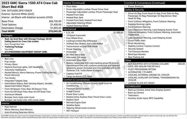 2023 GMC Sierra 1500 4WD Crew Cab Short Box AT4