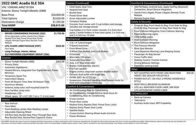 2022 GMC Acadia FWD SLE