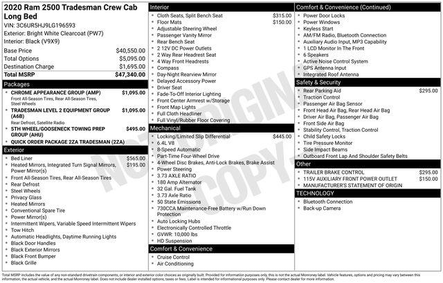 2020 Jeep Ram 2500 Tradesman Crew Cab 4x4 8' Box for sale in Tulsa, OK