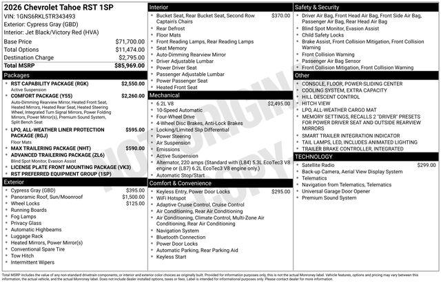 2026 Chevrolet Tahoe 4WD RST
