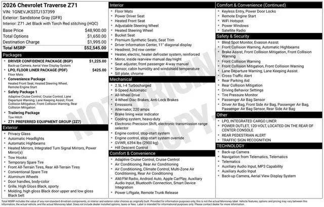 2026 Chevrolet Traverse AWD Z71 for sale near Pataskala, OH