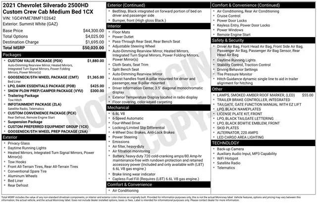 2021 Chevrolet Silverado 2500HD 4WD Crew Cab Standard Bed Custom
