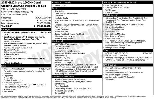 2025 GMC Sierra 2500HD Crew Cab, Standard Bed, Denali Ultimate, 4WD