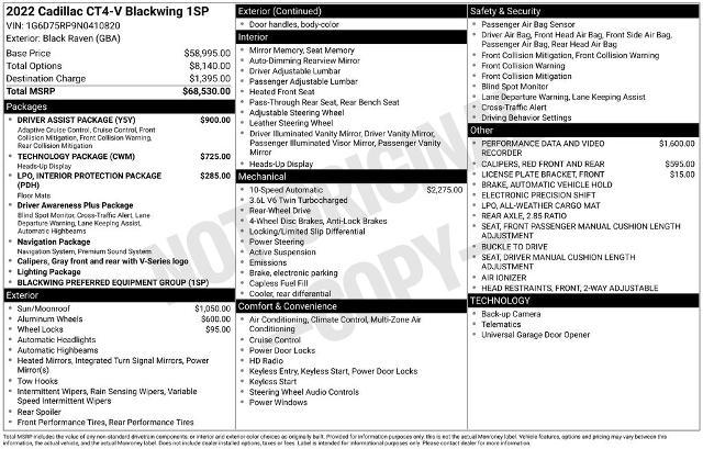 2022 Cadillac CT4-V V-Series Blackwing