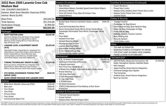 2022 Ram 2500 Laramie Crew Cab 4x4 6'4" Box