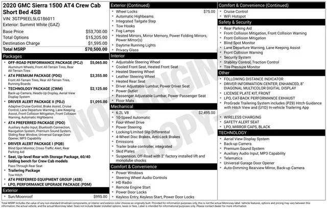 2020 GMC Sierra 1500 4WD Crew Cab Short Box AT4