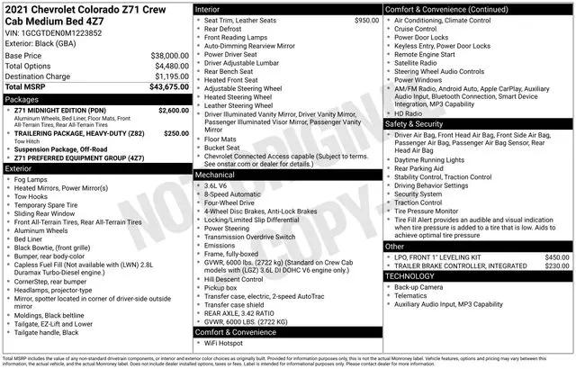 2021 Chevrolet Colorado 4WD Crew Cab Short Box Z71