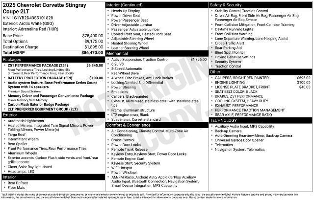 2025 Chevrolet Corvette Stingray RWD Coupe 2LT