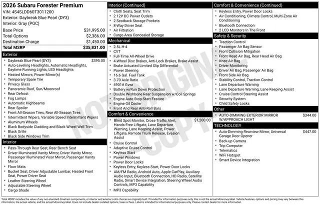 2026 Subaru Forester Premium