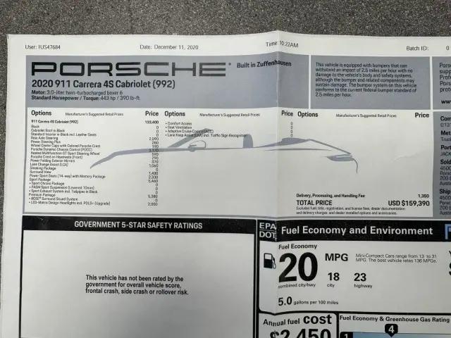 2020 Porsche 911 Carrera 4S Cabriolet