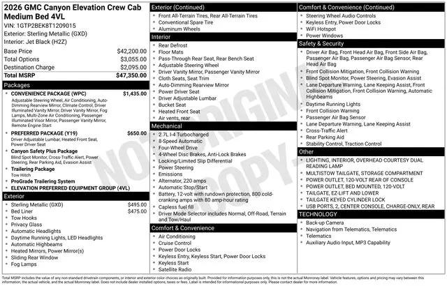 2026 GMC Canyon Elevation, 4WD