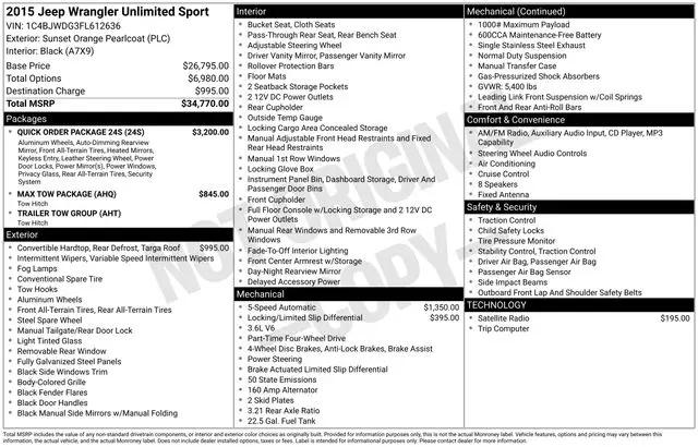 2015 Jeep Wrangler Unlimited Sport