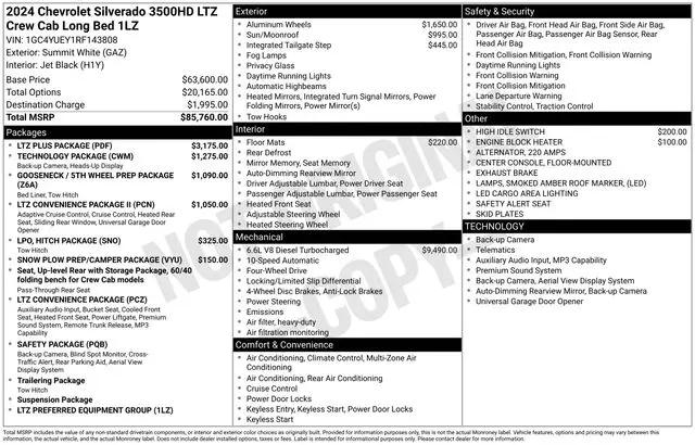 2024 Chevrolet Silverado 3500HD 4WD Crew Cab Long Bed LTZ