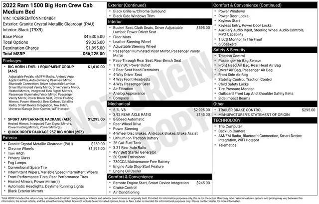 2022 Ram 1500 Big Horn Crew Cab 4x2 6'4" Box