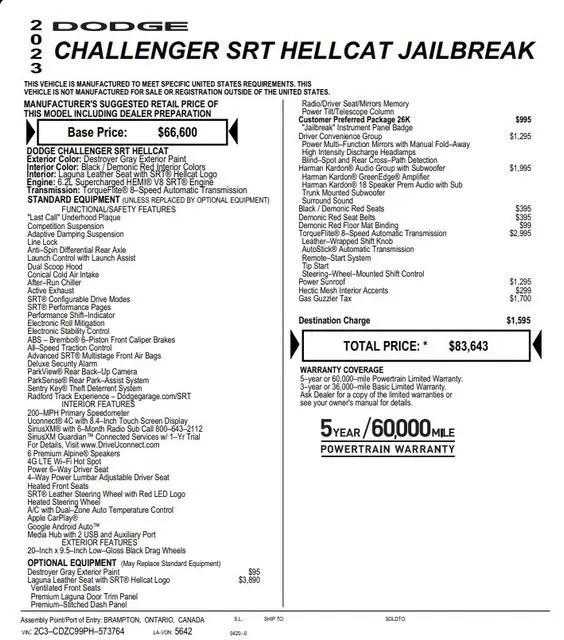 2023 Dodge Challenger SRT Hellcat Jailbreak