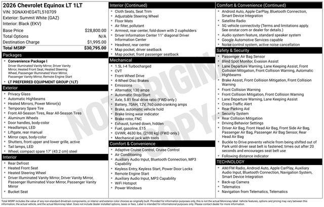 2026 Chevrolet Equinox FWD LT