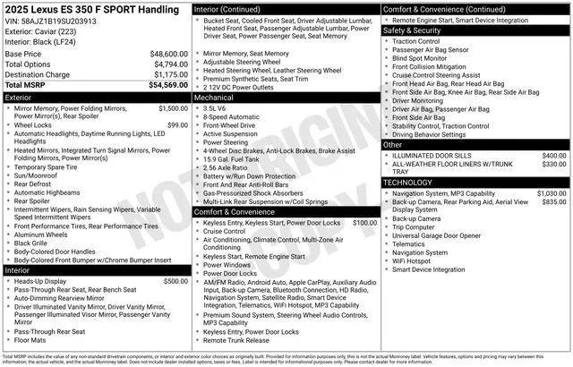 2025 Lexus ES 350 F SPORT Handling for sale near Dayton, OH