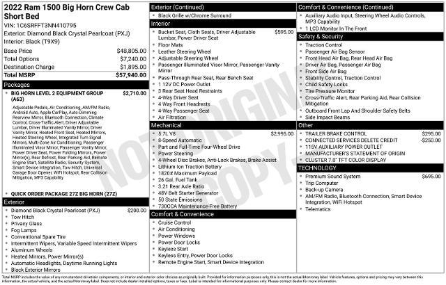 2022 Ram 1500 Big Horn Crew Cab 4x4 57 Box