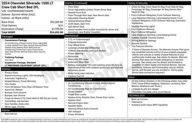 2024 Chevrolet Silverado 1500 4WD Crew Cab Short Bed LT with 2FL