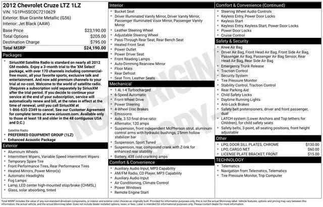 2012 Chevrolet Cruze LTZ