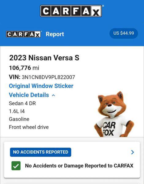 2023 Nissan Versa 1.6 S Xtronic CVT