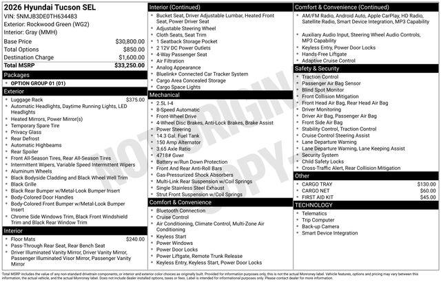 Used 2026 Hyundai Tucson SEL For Sale in Olive Branch, MS