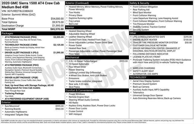 2020 GMC Sierra 1500 4WD Crew Cab Standard Box AT4